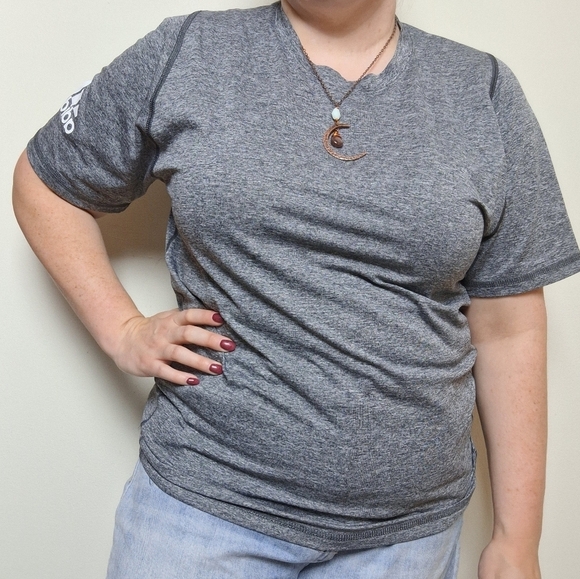 adidas Other - Adidas Free Lift Grey Short Sleeve Athletic Tee Shirt Size Medium